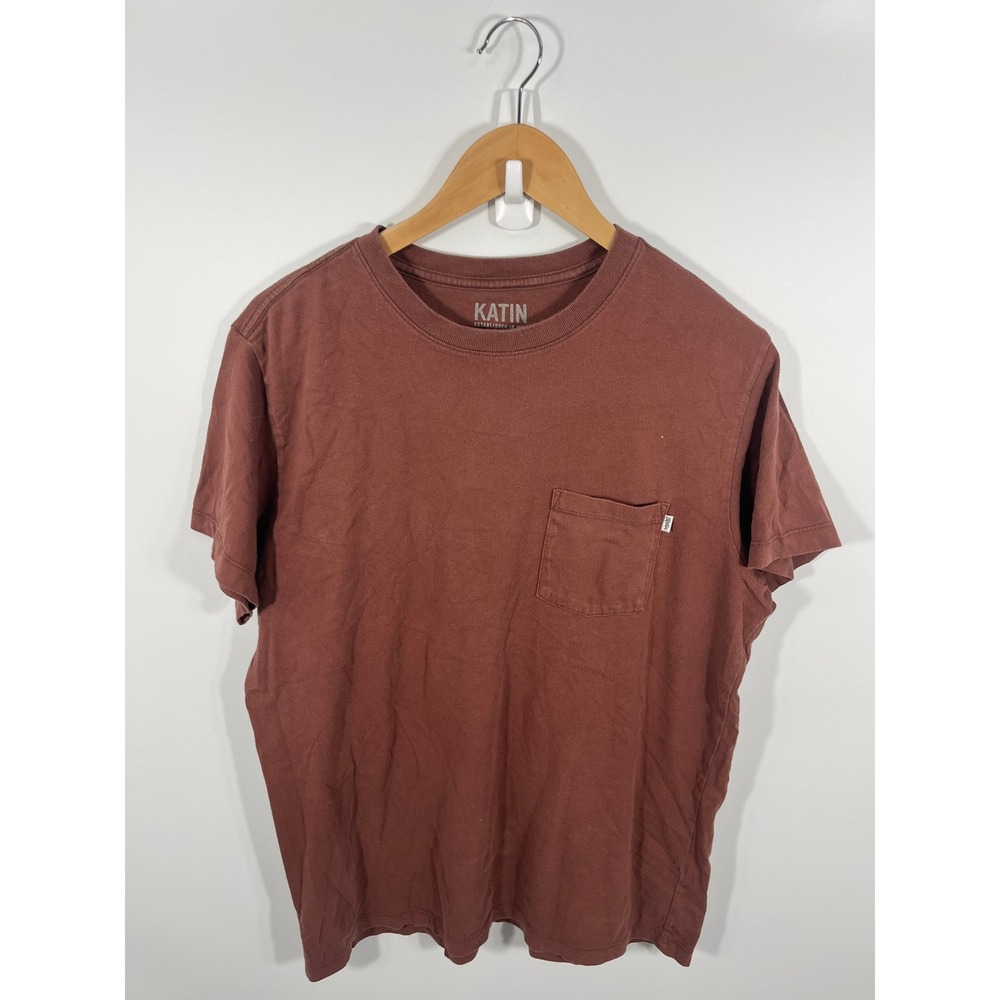 Katin Mens Shirt M Red 100% Organic Cotton Crew Neck Short Sleeve